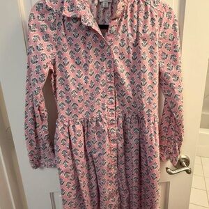 J. Crew Pink Floral Long-Sleeve Button Dress